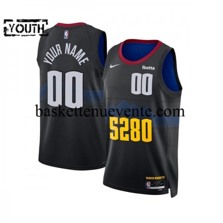 Maillot Basket Denver Nuggets Personnalisé 2023-2024 Nike City Edition Noir Swingman - Enfant